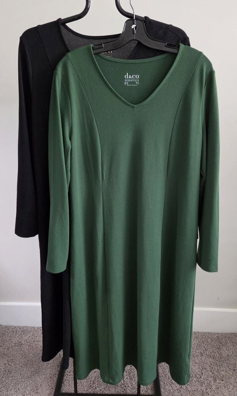 Denim & Co Size Med Black & Green Heavenly Jersey 2-Pack Dresses A703339 NWOT